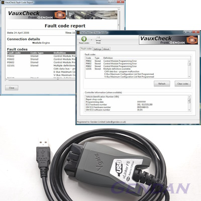 VauxCheck Software with vLinker FS USB interface